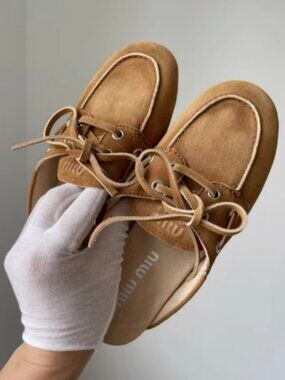 Miu Miu Suede Boat Mule Slides